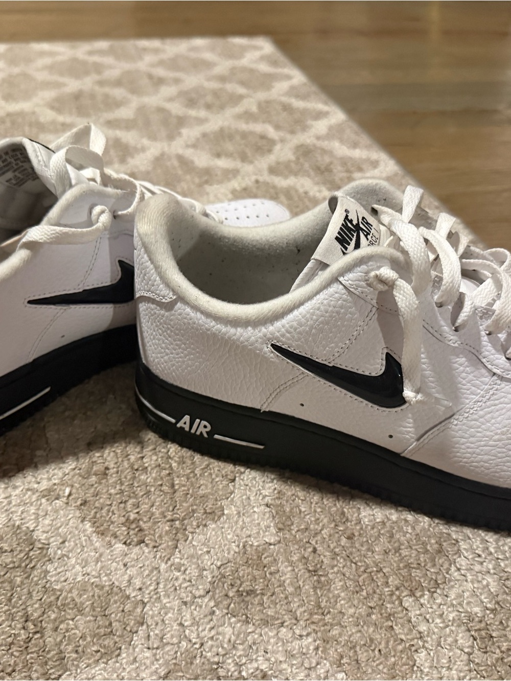 Nike White Leather Low-Top Sneakers with Black Swoosh - Nike Air Force 1